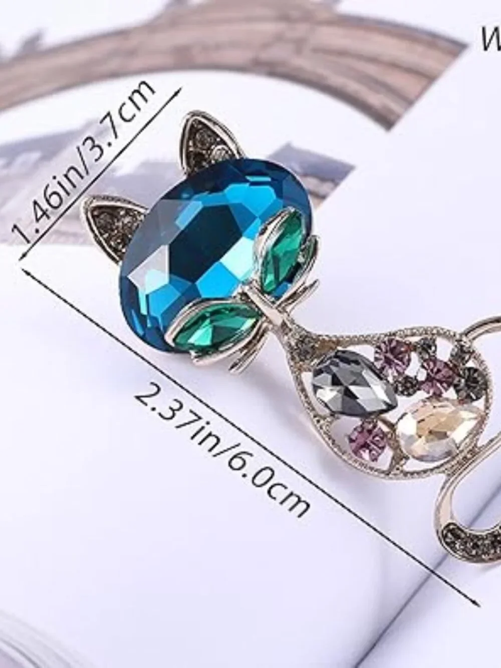 Beautiful Sparkly Gem Cat Brooch Lapel Pin‎ Kitten Rhinestones